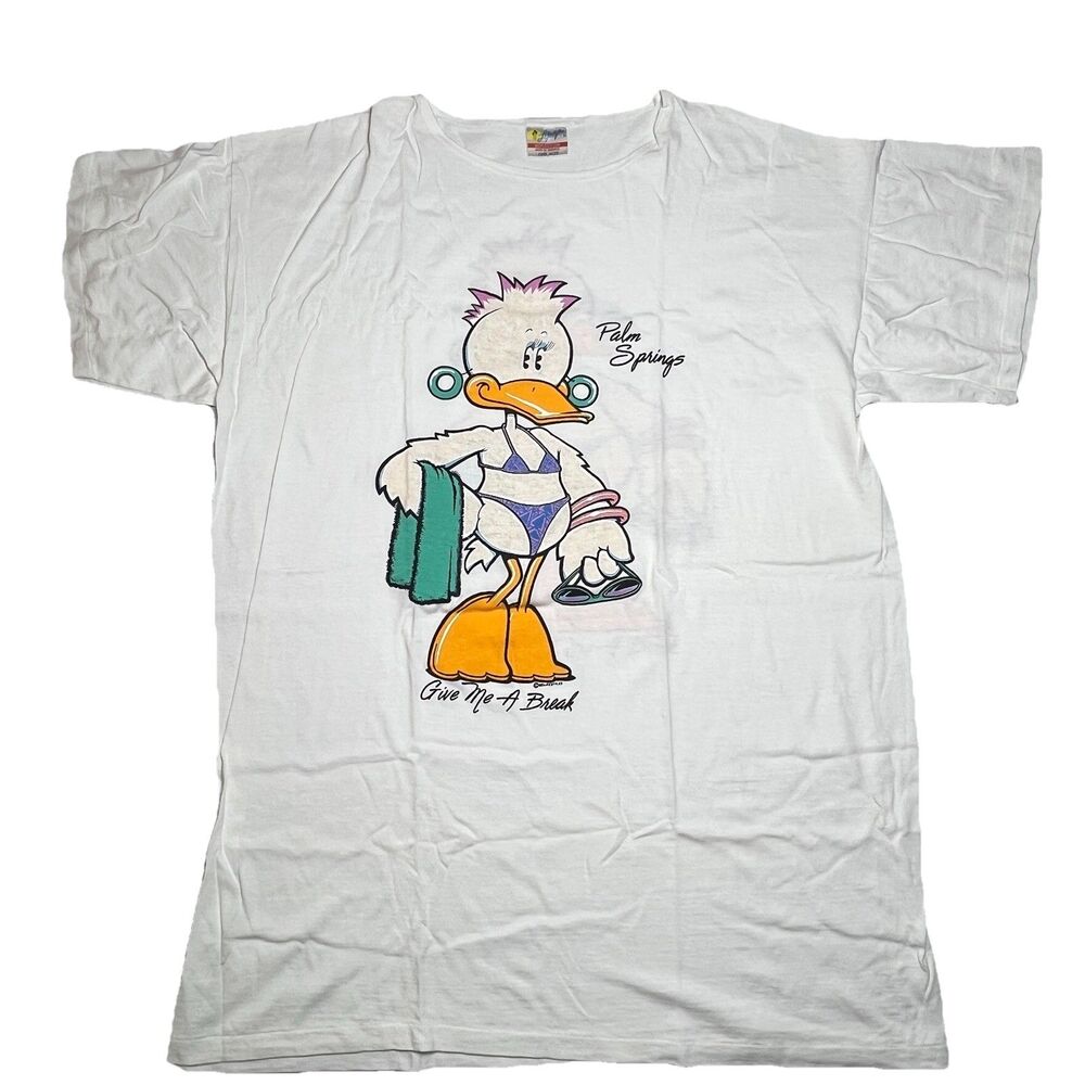 Vintage Single Stitch Graphic Shirt 1986 Funny Duck  Palm Spring FL Made In USA